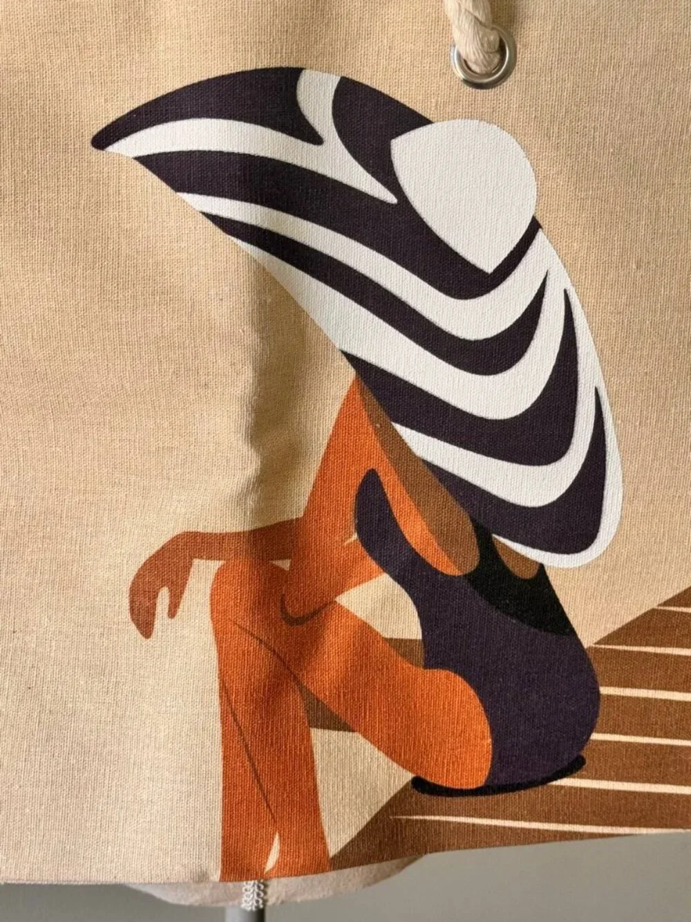 NWOT! Oversized Canvas Beach Tote Bag with Rope Handles